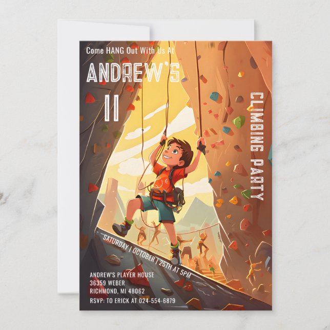 Invitation d'anniversaire du parc d'Escalades pers (Devant)