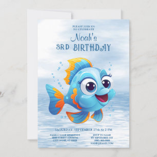 Invitation d'anniversaire du poisson bleu