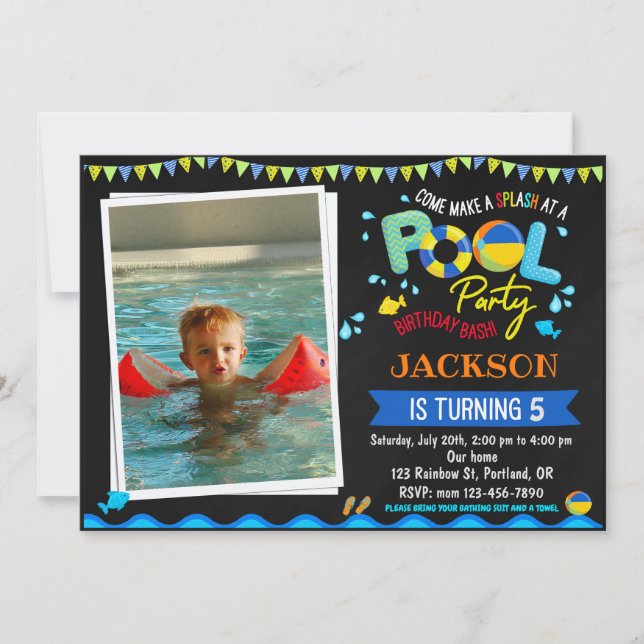 Invitation d'anniversaire du pool invitation de dé (Devant)