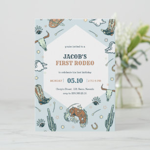 Invitation d'anniversaire du premier Rodeo Cowboy 