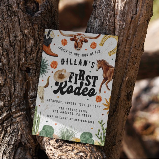 Invitation d'anniversaire du premier Rodeo Cowboy (Créateur téléchargé)