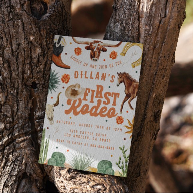 Invitation d'anniversaire du premier Rodeo Cowboy (Créateur téléchargé)