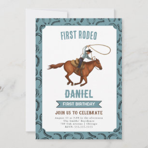 Invitation d'anniversaire du premier Rodeo Cowboy