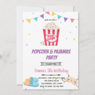 Invitation d'anniversaire du pyjama de maïs Popcor