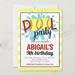 Invitation d'anniversaire du softball Pool