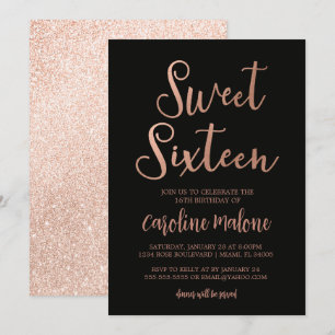 Invitation d'anniversaire du Sweet sixteen d'or ro