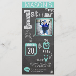 Invitation d'anniversaire du tableau du garçon