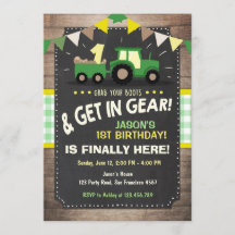 Invitation d'anniversaire du tracteur Ferme Boy Gr