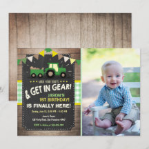 Invitation d'anniversaire du tracteur Ferme Boy Gr