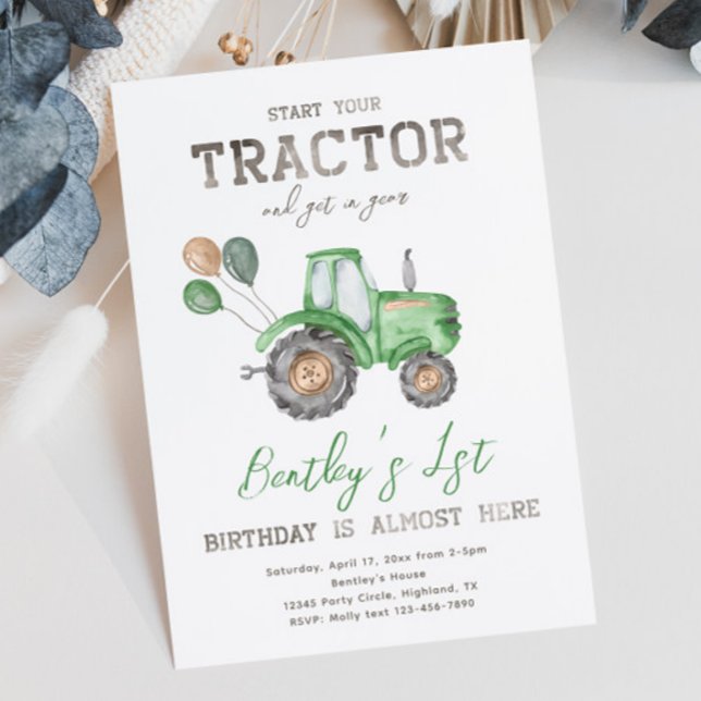 Invitation d'anniversaire du tracteur | Invitation (Créateur téléchargé)