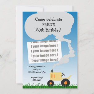 Invitation d'anniversaire du tracteur : Tracteur j