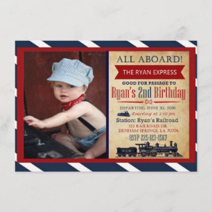 Invitation d'anniversaire du train vintage
