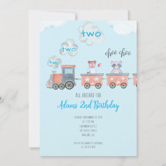 Invitation d'anniversaire du train Watercolor