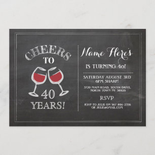 Invitation d'anniversaire du vin rouge Chalk