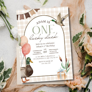 Invitation d'anniversaire d'un canard chanceux, 1e
