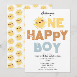 Invitation d'anniversaire d'un garçon heureux 1er 