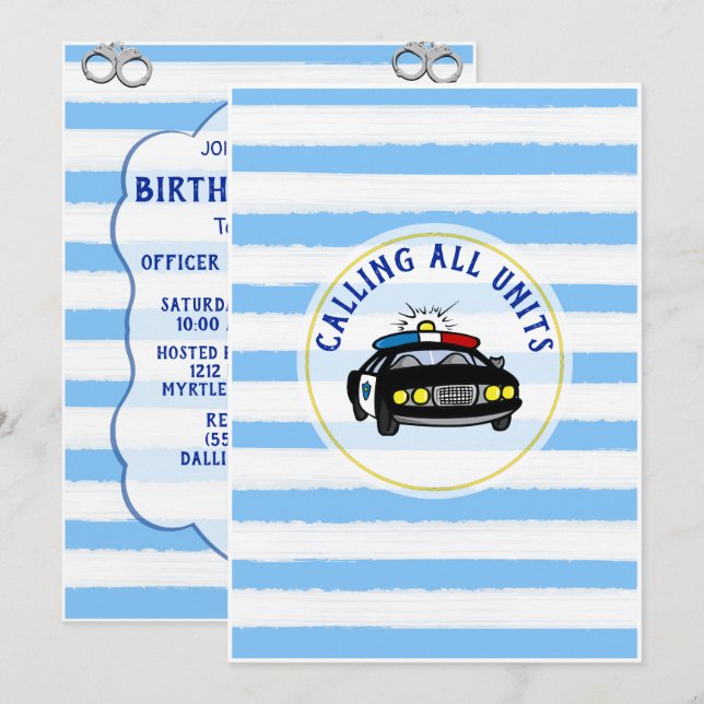 Invitation d'anniversaire d'un officier de police (Devant / Derrière)
