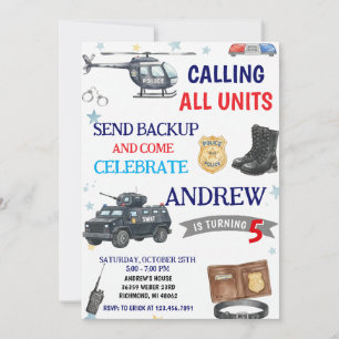 Invitation d'anniversaire d'un policier moderne pe
