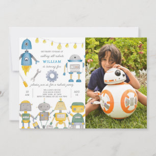 Invitation d'anniversaire d'un robot avec photo