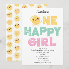 Invitation d'anniversaire d'une fille heureuse 1er