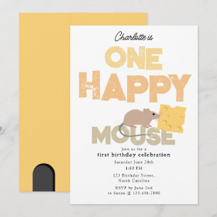 Invitation d'anniversaire d'une Souris Heureuse 1e