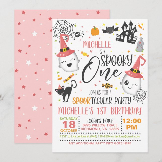Invitation d'anniversaire éffrayante - Girl White (Devant / Derrière)