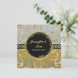 Invitation d'anniversaire Elegant Argent et Or