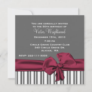 Invitation d'anniversaire Elegant Grey and Maroon