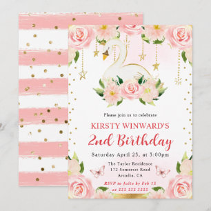 Invitation d'anniversaire élégante aux fleurs et c