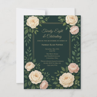 Invitation d'anniversaire élégante avec fleurs sar
