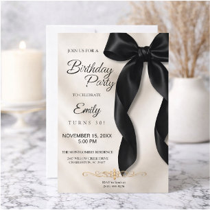 Invitation d'anniversaire élégante avec un nœud no
