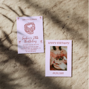 Invitation d'anniversaire Élégante Cerise avec Gât