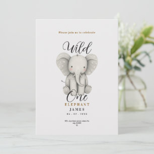 Invitation d'anniversaire éléphant mignon sauvage