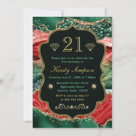 Invitation d'anniversaire en agate de Noël et marb