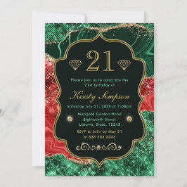 Invitation d'anniversaire en agate de Noël et marb