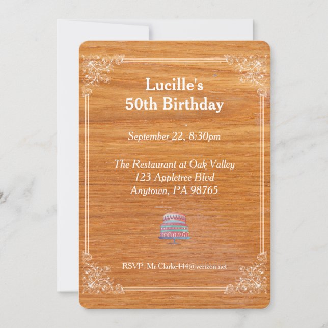 Invitation d'anniversaire en bois (Devant)