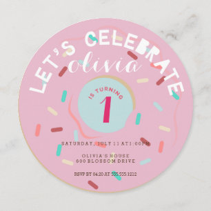 INVITATION D'ANNIVERSAIRE EN DONUT ROSE