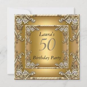 Invitation d'anniversaire en or pour la fête des 5