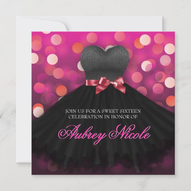 Invitation d'anniversaire en Sweet sixteen rose (Devant)