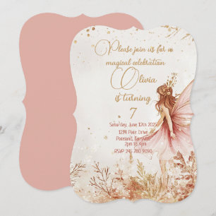 Invitation d'anniversaire Enchanted Gold et Rose F
