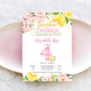 Invitation d'anniversaire enfantine florale au cit