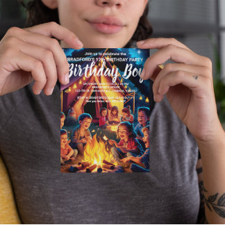 Invitation d'anniversaire Enfants rassemblés autou