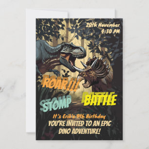 Invitation d'anniversaire épique de dinosaure : pi