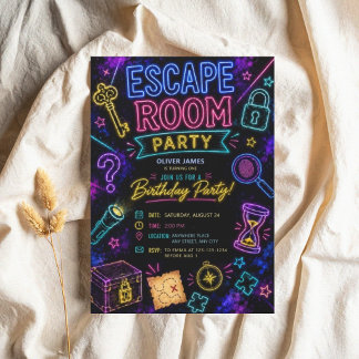 Invitation d'anniversaire Escape Room Résolvez le