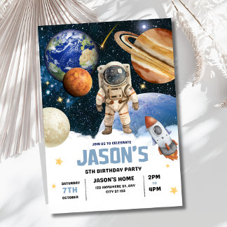 Invitation d'anniversaire Espace Astronaute Galaxi