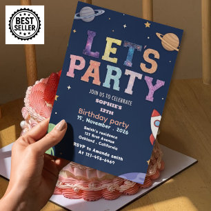 invitation d'anniversaire espace filles