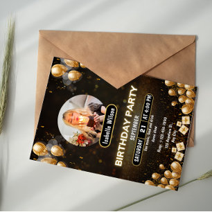 Invitation d'anniversaire étape en feuille d'or