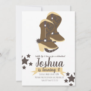 Invitation d'anniversaire étoiles marron beige Cow