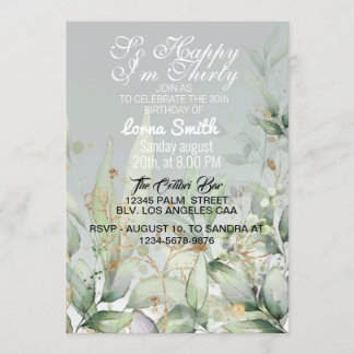 Invitation d'anniversaire| Eucalyptus Green Waterc