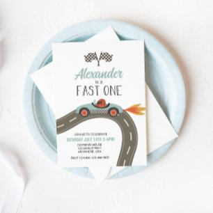 Invitation d'anniversaire Fast One voiture de cour
